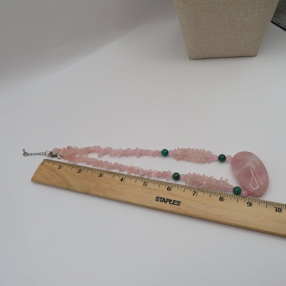 Rose Quartz and Nephrite Accent Stone Necklace - Picture 13 of 13